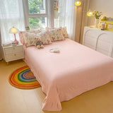 Cifeeo-spring comforter sets Watercolor Flowers Print Textured Bedding Set