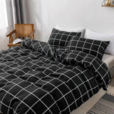 Cifeeo-spring comforter sets White on Black Grid Bedding Set