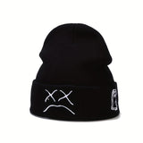 Cifeeo-Sad Expression LIL PEEP Embroidered Cold Hat Men's Warm Knitted Hat Women's Cool Trendy Hooded Hat