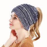 Cifeeo-Stay Warm and Stylish with this Brimless Thermal High Bun Ponytail Winter Beanie Hat!