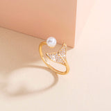 CIFEEO-Pearl Tail Zircon Ring