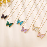 CIFEEO-Crystal glass butterfly necklace