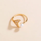 CIFEEO-Pearl Tail Zircon Ring