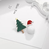 CIFEEO-Diamond Christmas tree hat fur ball earrings