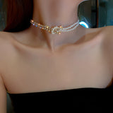 CIFEEO-Pearl Crystal Choker Necklaces