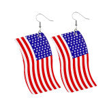 Cifeeo- Red White Fashion Casual Print Patchwork Earrings