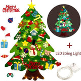 🧒🎄Felt Christmas Tree Set With 32PCS Ornaments Wall Hanging Tree & 35LED String Lights