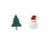 CIFEEO-Diamond Christmas tree hat fur ball earrings