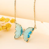 CIFEEO-Crystal glass butterfly necklace