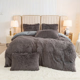 Cifeeo-3pcs Multicolor Plush Duvet Cover Set - Soft And Warm Bedding For Bedroom, Guest Room, And Dorm Decor