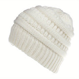 Cifeeo-Stay Warm and Stylish with this Brimless Thermal High Bun Ponytail Winter Beanie Hat!