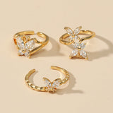 CIFEEO-Zircon Butterfly Open Ring Three-piece Set