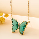 CIFEEO-Crystal glass butterfly necklace