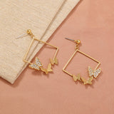 CIFEEO-Geometric fashion diamond studded butterfly earrings