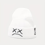 Cifeeo-Sad Expression LIL PEEP Embroidered Cold Hat Men's Warm Knitted Hat Women's Cool Trendy Hooded Hat