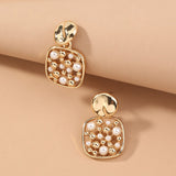 CIFEEO-Square Cut-out Pearl Earring Accessories