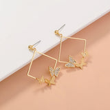 CIFEEO-Geometric fashion diamond studded butterfly earrings