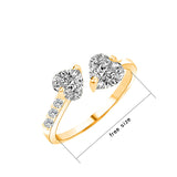 CIFEEO-Heart Zircon Brass Ring