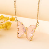 CIFEEO-Crystal glass butterfly necklace