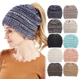 Cifeeo-Stay Warm and Stylish with this Brimless Thermal High Bun Ponytail Winter Beanie Hat!