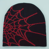 Cifeeo-1pc Unisex Plain Color Slouchy Knitted Beanie Hat With Spider Web Embroidery For Autumn And Winter