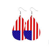 Cifeeo- Red White Fashion Casual Print Patchwork Earrings