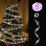 Cifeeo  Christmas Ribbon Fairy Light Christmas Tree Decoration for Home with LED DIY String Light New Year 2023