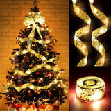 Cifeeo  Christmas Ribbon Fairy Light Christmas Tree Decoration for Home with LED DIY String Light New Year 2023