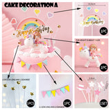 Back to school decoration  Cifeeo  Dream Girl Birthday Cake Topper Decoration Unicorn Girl Doll Decoration Pink Rainbow Five Pointed Star Plug-In