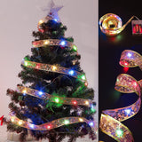 Cifeeo  Christmas Ribbon Fairy Light Christmas Tree Decoration for Home with LED DIY String Light New Year 2023