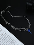 Cifeeo-Blue Key Pendant Necklace