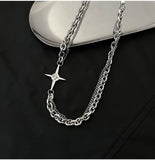 Cifeeo-Double Chain Cross Necklace