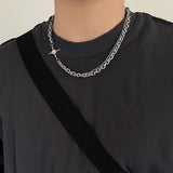 Cifeeo-Double Chain Cross Necklace