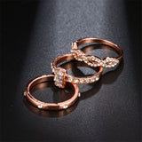 Cifeeo 3 Pcs/set Charm Lady Cocktail Party Finger Ring Jewelry Micro Inlaid CZ Stone Shiny Ring Female Wedding Anniversary Ring