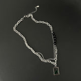 Cifeeo-Green Zircon Square Pendant Necklace