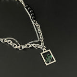 Cifeeo-Green Zircon Square Pendant Necklace