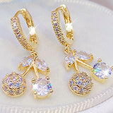 Exquisite Cute Cherry Design Plating Ear Stud Elegant Luxury Charm for Lady Trendy Delicate Earrings Gift