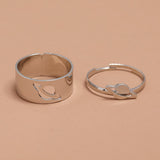 2 Pcs/set Punk Hip Hop Planet Women Ring Design Universe Planet Open Ring Fashion Creative Letter Love Rings Jewelry