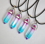 Natural Stone Crystal Agates Turquoises Hexagonal Column Shape Pendant Necklace for DIY Jewelry Making Accessories