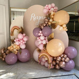 147Pcs Purple Apricot Wedding Balloons Set Arch Kit Pink Latex Baloon Party Decors Baptism Baby Shower Birthday Valentine's Day