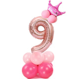 14 pcs Number Balloon Stand Foil Digital Balloons With Crow Wedding Birthday Party Decorations Kids Boy Girl Baby Shower Balloon