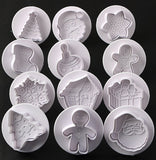 Christmas Gift 4pcs Christmas 3D Cookie Cake Plunger Cutter Baking Mould Cookie Stamp Biscuit DIY Mold Fondant Cake Decorating Tools