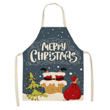 Linen Merry Christmas Apron Christmas Decorations for Home Kitchen Accessories Natal Navidad  New Year Christmas Gifts