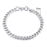 Christmas Gift Mens Simple 3-11mm Stainless Steel Curb Cuban Link Chain Bracelets for Women Unisex Wrist Jewelry Gifts