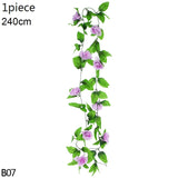 Christmas Gift Wisteria Artificial Flower Vine Ivy Leaf Garland Silk Rose Flowers Rattan String Vine Wedding Arch Flower Home Garden Decoration