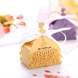 50Pcs Laser Cut Hollow Design Candy Box Favor Gift Boxes Gift With Ribbons for Garden Theme Wedding Birthday Party Bridal Shower