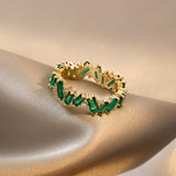 Cifeeo Luxury Green Crystal Irregular Gold Rings For Woman 2022 Neo Gothic Jewelry High Level Set Accessories For Korean Fashion Girls