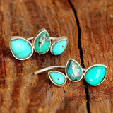 Cifeeo  Tibetan Teardrop Natural Stone Stud Earrings Boho Jewelry Silver Color Water Drop Stud Earring For Women Party