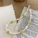 2021 Korean New Vintage Natural Irregular Freshwater Pearl Cute Smiley Simple Bead Rings for Women Girls Jewelry Gifts