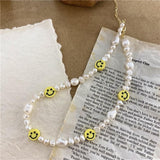 Korean New Vintage Natural Irregular Freshwater Pearl Cute Smiley Simple Bead Rings for Women Girls Jewelry Gifts